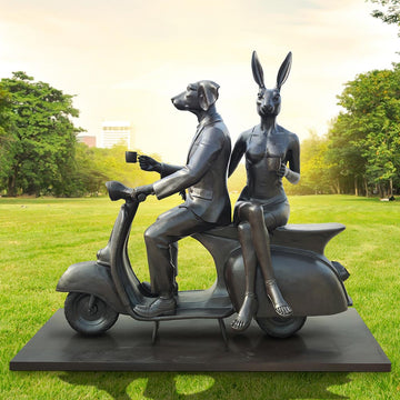 The Vespa Riders from the Bronze Age with Friends (Bronze Sculpture)