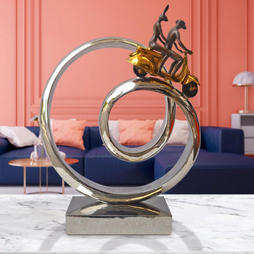 Authentic Vespa Riders Go Round The World (Bronze Sculpture)