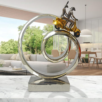 Authentic Vespa Riders Go Round The World (Bronze Sculpture)