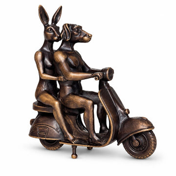 The Vespa Riders Forever (Bronze Sculpture, Miniature)