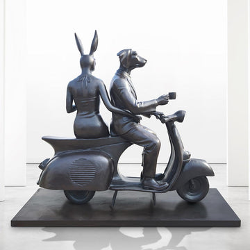 The Vespa Riders from the Bronze Age with Friends (Bronze Sculpture)