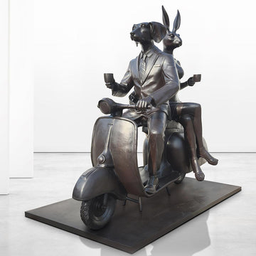 The Vespa Riders from the Bronze Age with Friends (Bronze Sculpture)