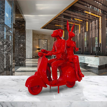The Red Vespa Riders (Aluminium Sculpture)