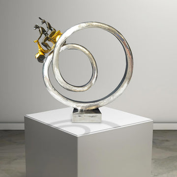 Authentic Vespa Riders Go Round The World (Bronze Sculpture)