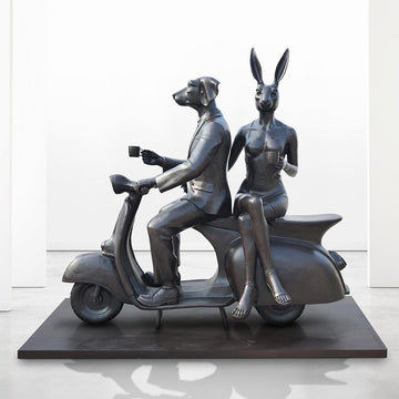 The Vespa Riders from the Bronze Age with Friends (Bronze Sculpture)