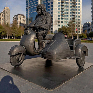 Tapanuli Orangutan Races in the Vespa Side Car (Bronze Sculpture)