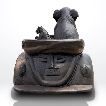 The Bengal Tiger and Sumatran Elephant Race in the Beatle (Bronze Sculpture)