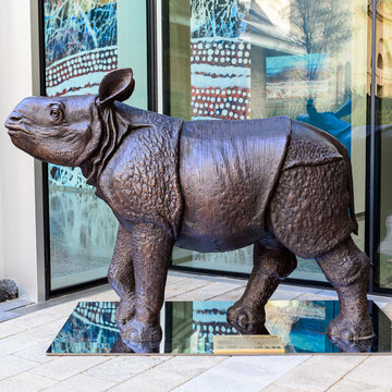 Wild Baby Javan Rhino (Bronze Sculpture)