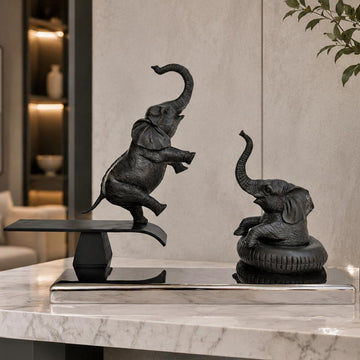 Elephants Make Waves (Bronze Sculpture)