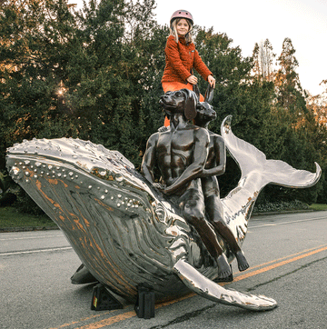 They Had a Big Whale of a Time (Bronze and Stainless Steel Sculpture)