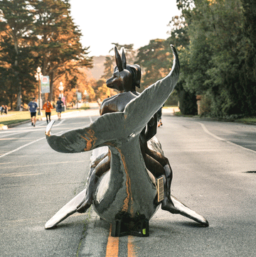 They Had a Big Whale of a Time (Bronze and Stainless Steel Sculpture)