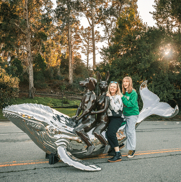 They Had a Big Whale of a Time (Bronze and Stainless Steel Sculpture)