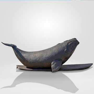 The North Atlantic Right Whale Races on a Surfboard (Bronze Sculpture)