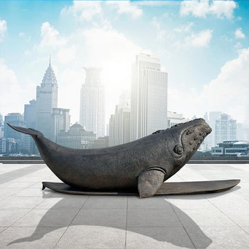 The North Atlantic Right Whale Races on a Surfboard (Bronze Sculpture)
