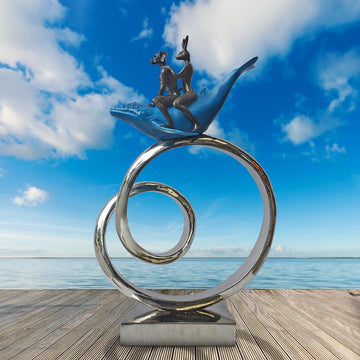 The Whale Riders Go Round A Big World (Bronze Sculpture)