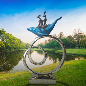 The Whale Riders Go Round A Big World (Bronze Sculpture)