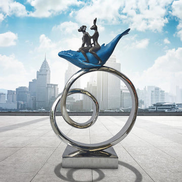 The Whale Riders Go Round A Big World (Bronze Sculpture)