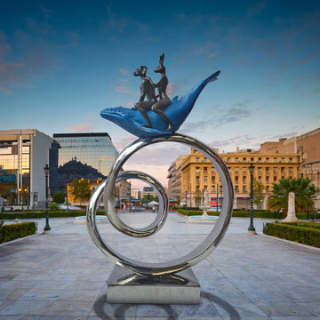 The Whale Riders Go Round A Big World (Bronze Sculpture)