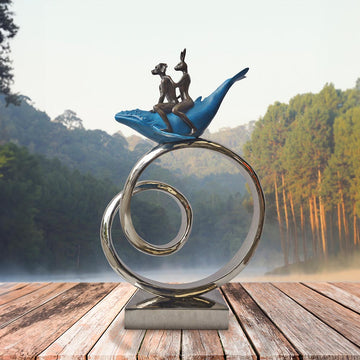 The Whale Riders Go Round A Big World (Bronze Sculpture)