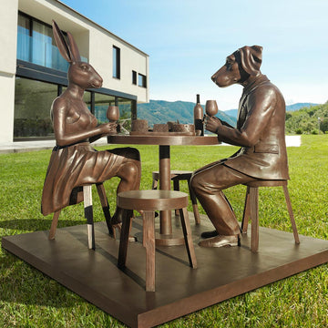 The Wine Lovers Table (Bronze Sculpture)