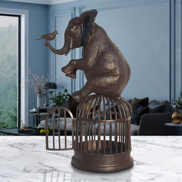 When Elephant Gave Bird Her Wings (Bronze Sculpture)