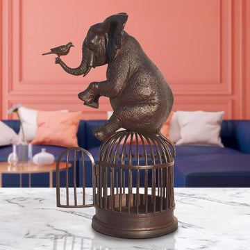 When Elephant Gave Bird Her Wings (Bronze Sculpture)