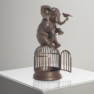 When Elephant Gave Bird Her Wings (Bronze Sculpture)