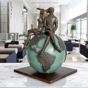 Rabbitwoman and Dogman and Their Big Bright World (Bronze Sculpture)