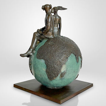 Rabbitwoman and Dogman and Their Big Bright World (Bronze Sculpture)