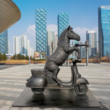 The Grevy's Zebra Races on the Vespa (Bronze Sculpture)