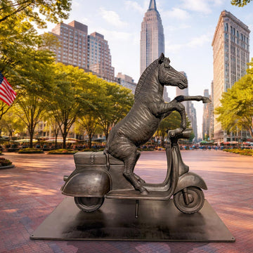 The Grevy's Zebra Races on the Vespa (Bronze Sculpture)