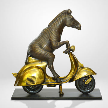 The Grevy's Zebra Races Against Time on the Vespa (Bronze Sculpture, Small)