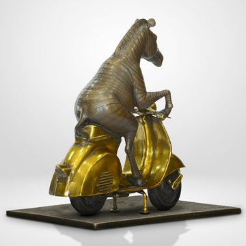 The Grevy's Zebra Races Against Time on the Vespa (Bronze Sculpture, Small)