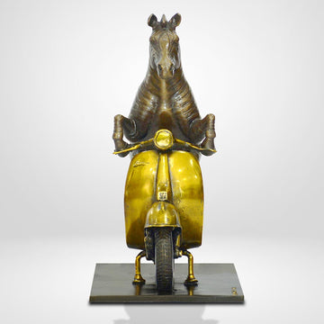 The Grevy's Zebra Races Against Time on the Vespa (Bronze Sculpture, Small)