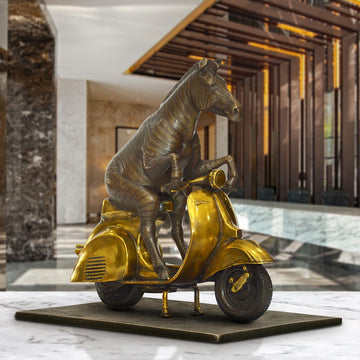 The Grevy's Zebra Races Against Time on the Vespa (Bronze Sculpture, Small)