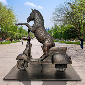 The Grevy's Zebra Races on the Vespa (Bronze Sculpture)