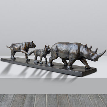 Love The Black Rhino, The Arctic Fox and The Bengal Tiger (Bronze Sculpture)