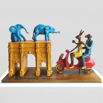 They Adopted an Orphan in London (Bronze Sculpture, Miniature)