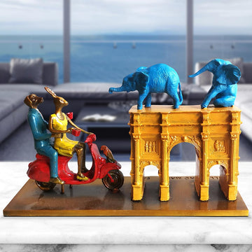 They Adopted an Orphan in London (Bronze Sculpture, Miniature)