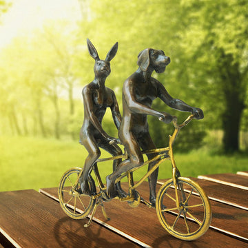 They Loved Riding Together in Paris (Bronze Sculpture, Miniature Collection)