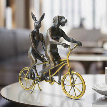 They Loved Riding Together in Paris (Bronze Sculpture, Miniature Collection)