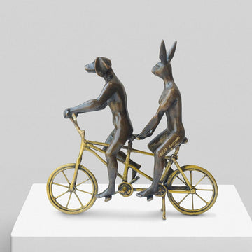 They Loved Riding Together in Paris (Bronze Sculpture, Miniature Collection)