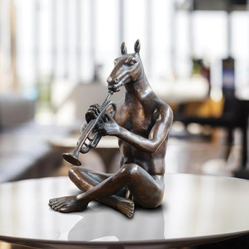 He Blew His Horn When He Was Happy (Bronze Sculpture)