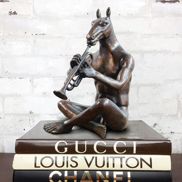He Blew His Horn When He Was Happy (Bronze Sculpture)