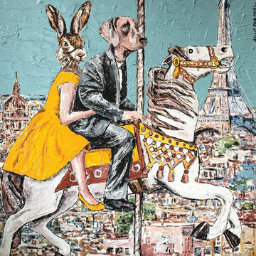 He thought Paris is for lovers and she thought "oui" (Original Painting)