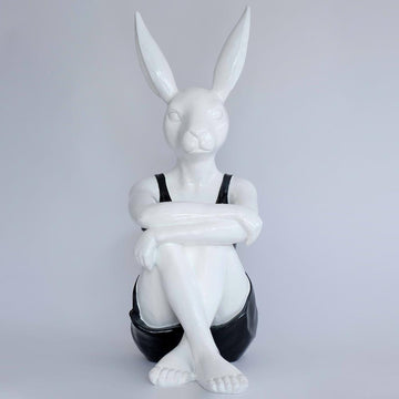 Hip Rabbit in a black/red dress (Fibreglass Sculpture)