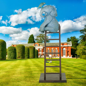 The Elephant Reached Amazing New Heights with a Little Help (Bronze Sculpture)