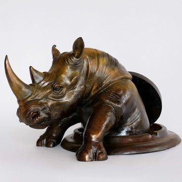 Come out now, Rhino (Bronze Sculpture, Medium)