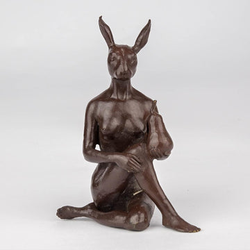 The Pearfect Rabbit (Bronze Sculpture, Pocket Size)