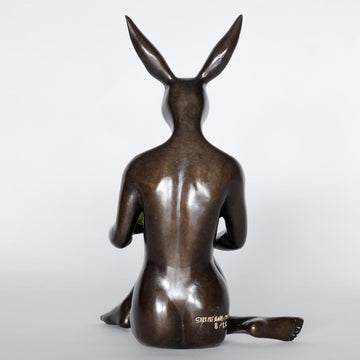 Rabbitwoman Grew a Pear (Bronze Sculpture, Miniature)